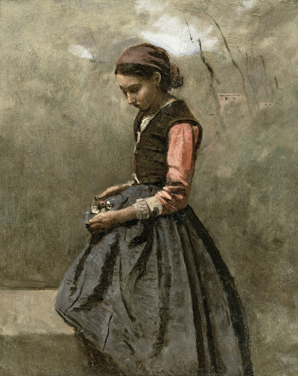 En gjennomtenkt ung jente av Jean Baptiste Camille Corot