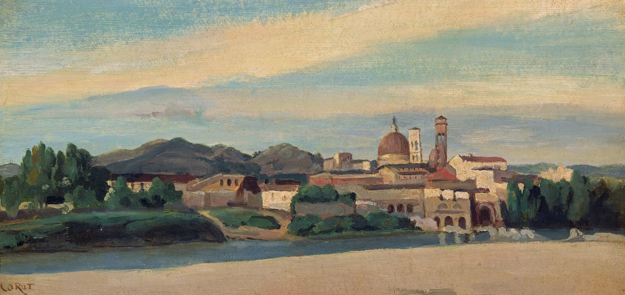 Utsikt over en italiensk landsby (olje) av Jean Baptiste Camille Corot