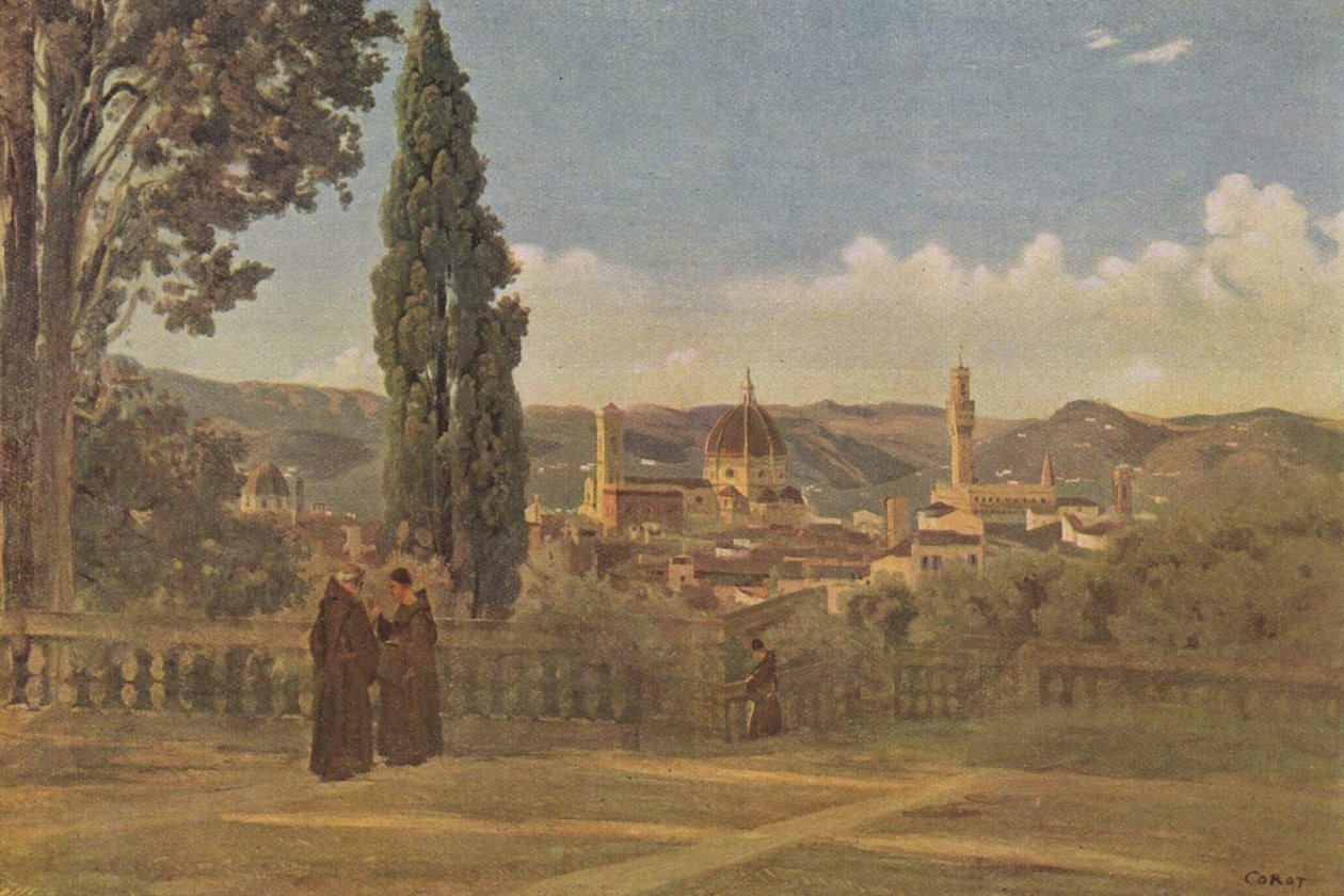 Utsikt over Firenze fra Boboli -hagen av Jean Baptiste Camille Corot