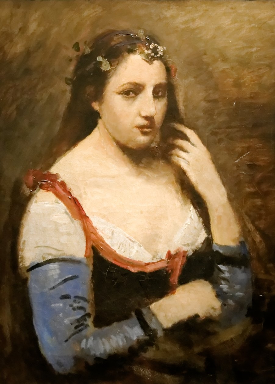 Kvinne med tusenfryd av Jean Baptiste Camille Corot