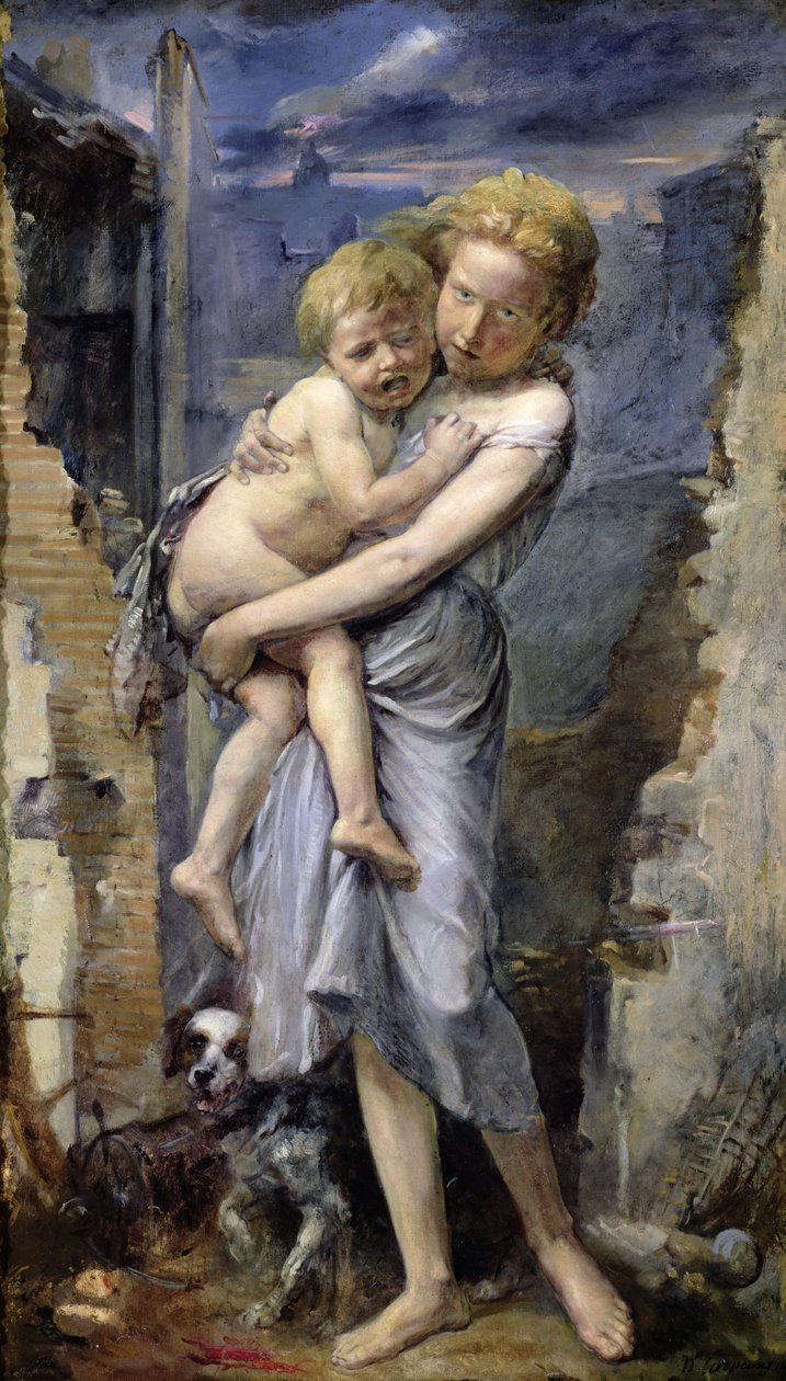 Bror og søster, to foreldreløse fra beleiringen av Paris i 1870-71 av Jean Baptiste Carpeaux