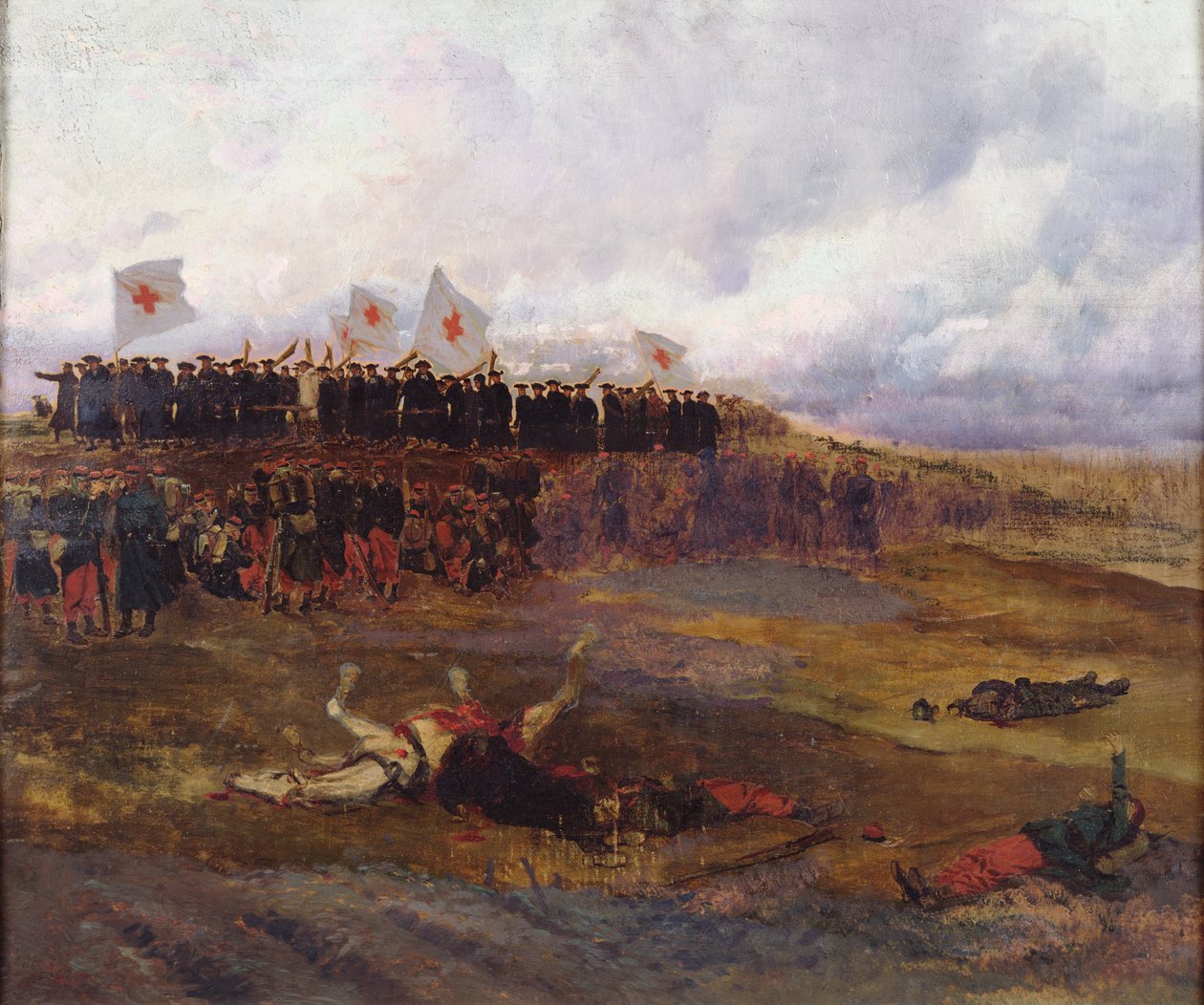 Bårebærere på slagmarken under beleiringen av Paris av Jean Baptiste Edouard Detaille