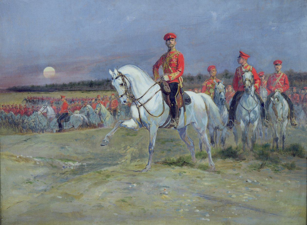 Tsarevich Nicolas (1894-1917) Gjennomgang av troppene, 1899 av Jean Baptiste Edouard Detaille