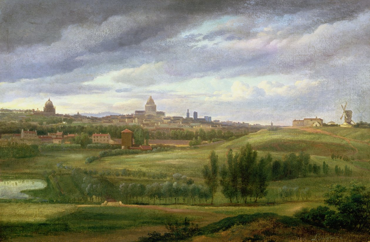 Utsikt over Paris fra Butte aux Cailles, Gentilly av Jean Baptiste Gabriel Langlace