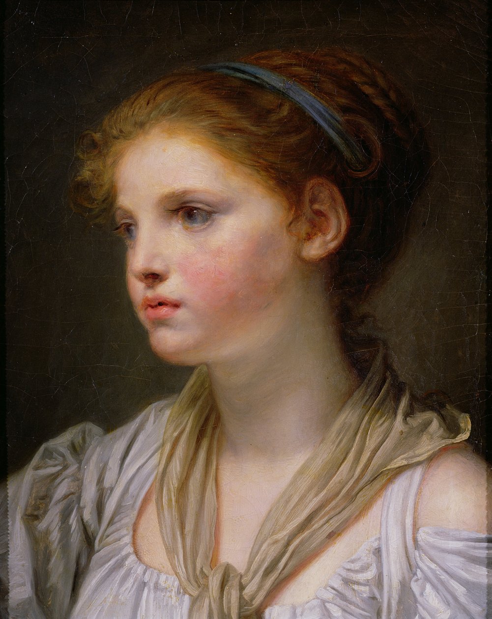 0irl med et blått bånd av Jean Baptiste Greuze