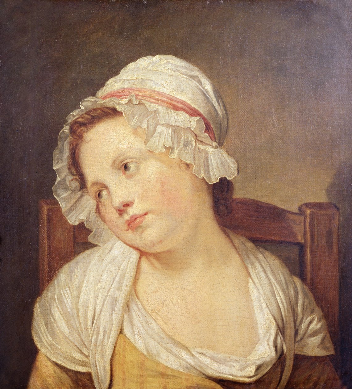 Ung jente i en hvit panser av Jean Baptiste Greuze