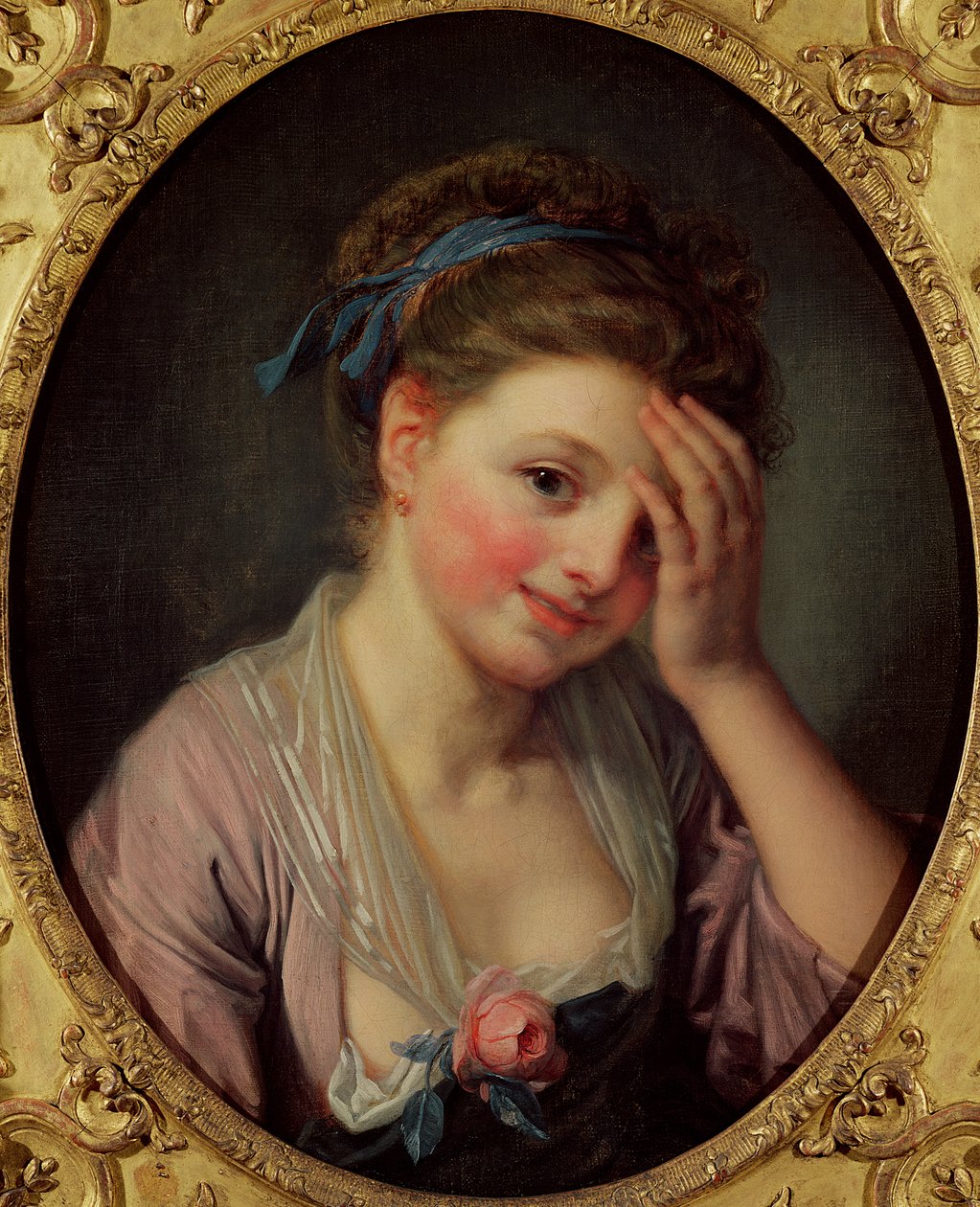 Ung jente med en rose av Jean Baptiste Greuze