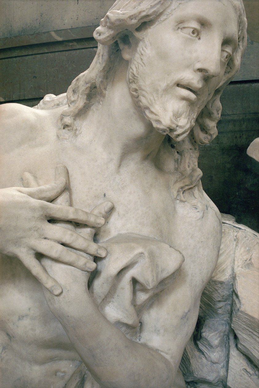 The Baptism of the Christ, detalj oppnådd av hans nevø Jean-Baptiste Lemoyne II (1704-78) (marmor) (se også 245286) av Jean Baptiste I Lemoyne
