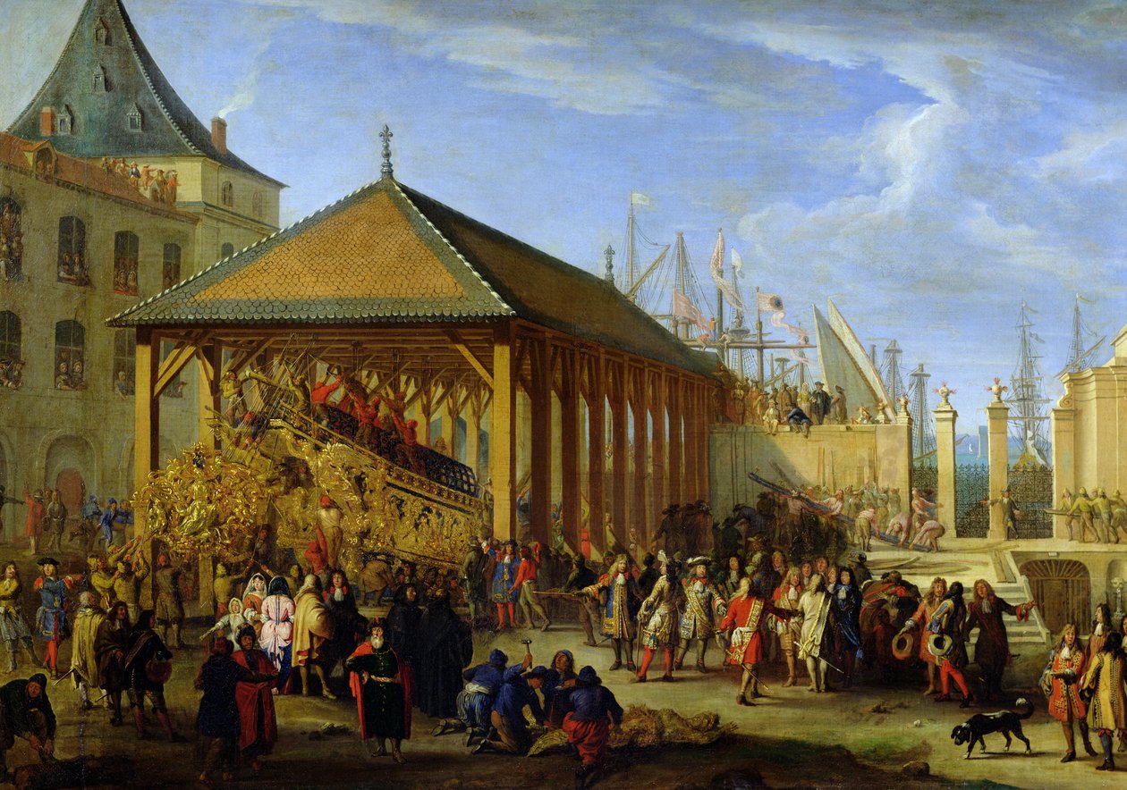 Jean-Baptiste Colbert (1651-90) Marquis de Seignelay og Louis Victor de Rochechouart (1636-88) Duc de Vivonne på besøk i Galleon 