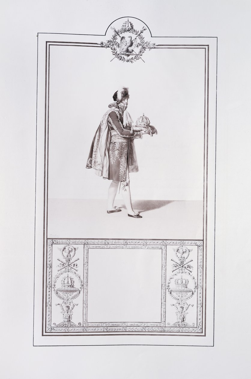 Kostyme til en fransk prins for kroningen av keiser Napoleon I og keiserinne Josephine i Paris 2. desember 1804, illustrasjon fra 