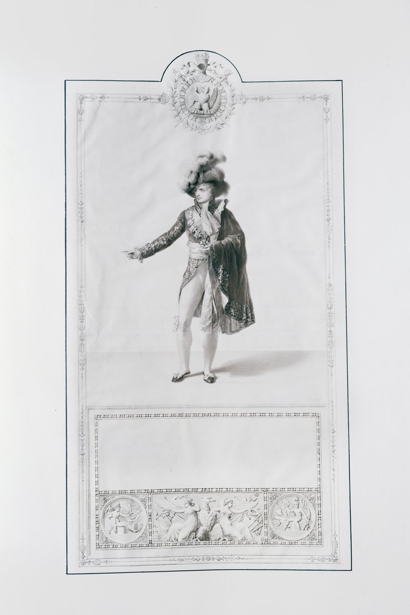 Kostyme til en prins Grand Dignitaire for kroningen av keiser Napoleon I og keiserinne Josephine i Paris 2. desember 1804, illustrasjon fra 