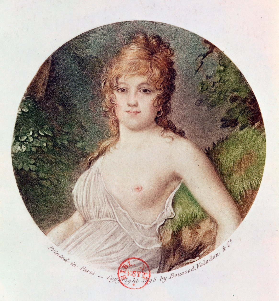 Portrett av Theresa de Cabarrus (1773-1835) også kjent som Madame Tallien, trykt av Boussod, Valadon and Company, 1895 (farget litho) av Jean Baptiste Isabey