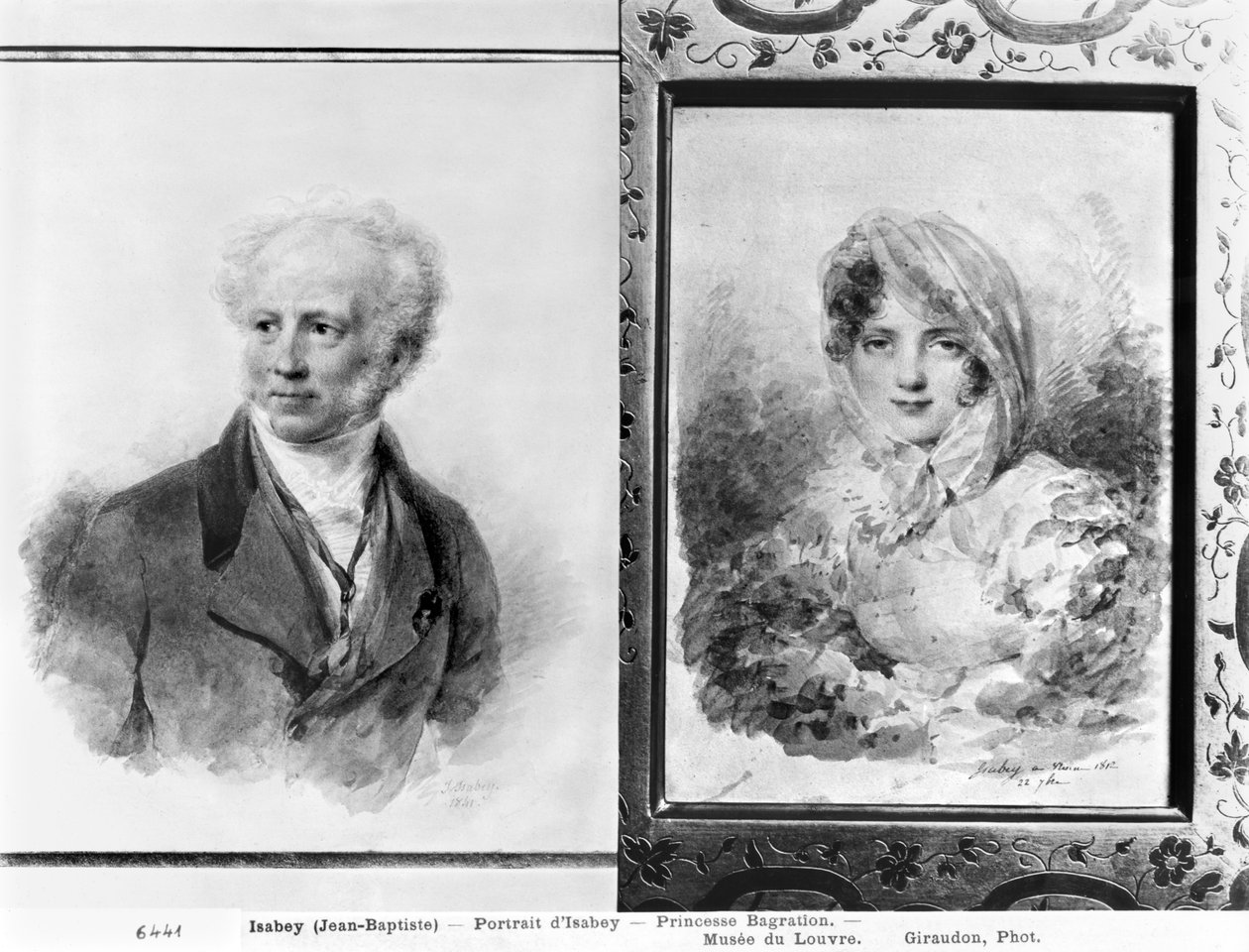 Selvportrett og portrett av prinsesse Bagration, 1841 og 1812 av Jean Baptiste Isabey