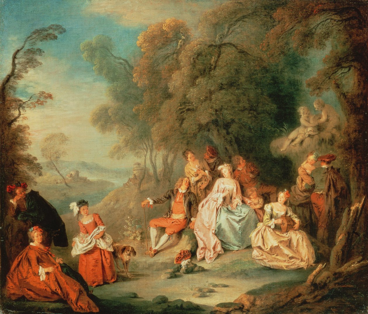 Elegant selskap i en park av Jean Baptiste Joseph Pater