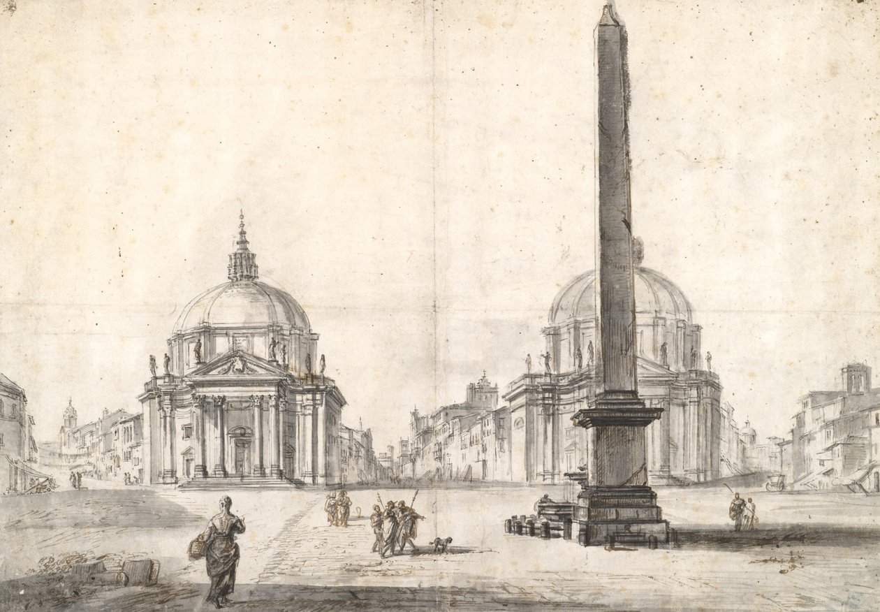 Piazza del Popolo, Roma av Jean Baptiste Lallemand