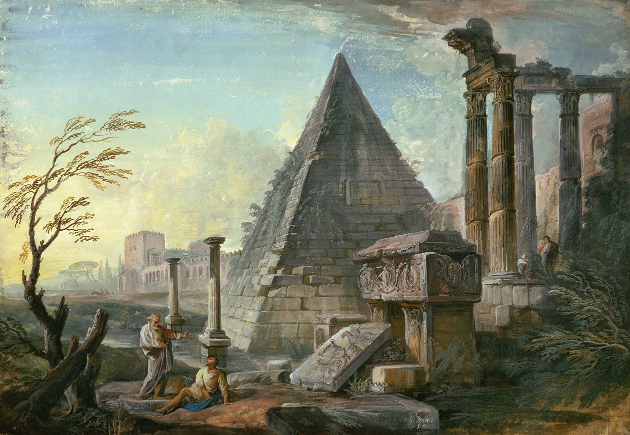Pyramiden til Caius Cestius i Roma av Jean Baptiste Lallemand