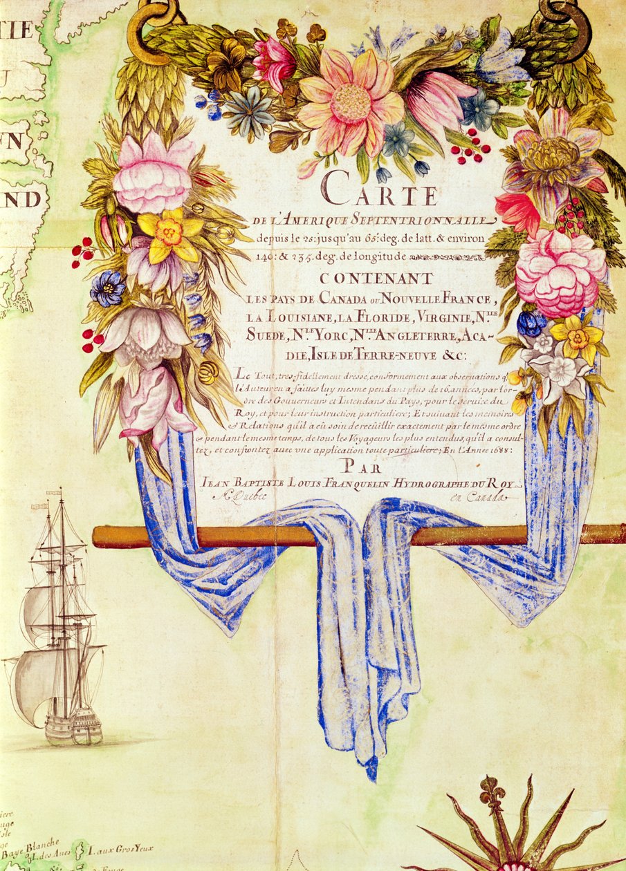 Cartouche fra "Map of North America" av Jean Baptiste Louis Franquelin