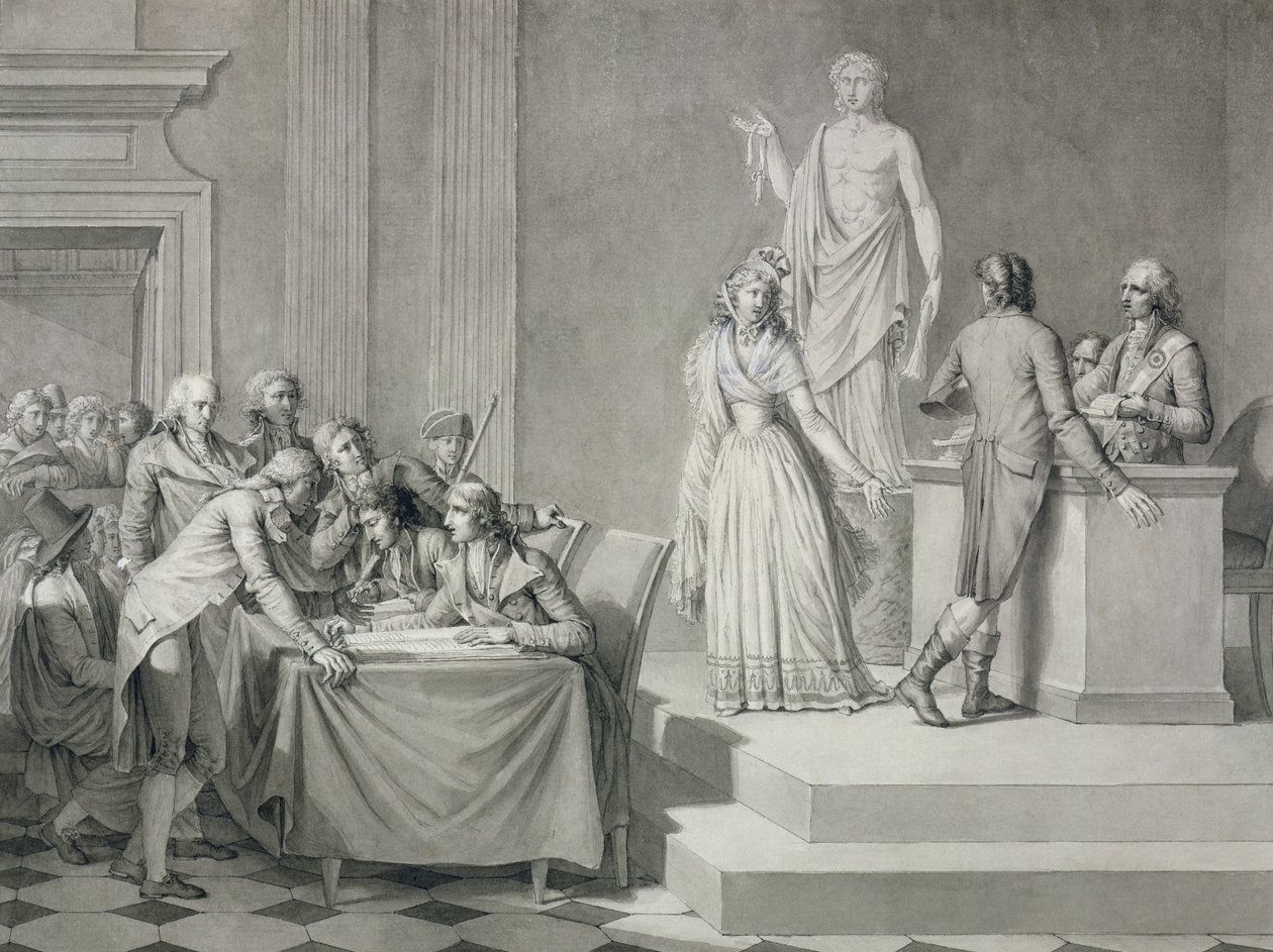 Republikansk skilsmisse (penn og blekk og grisaille på papir) av Jean Baptiste Mallet