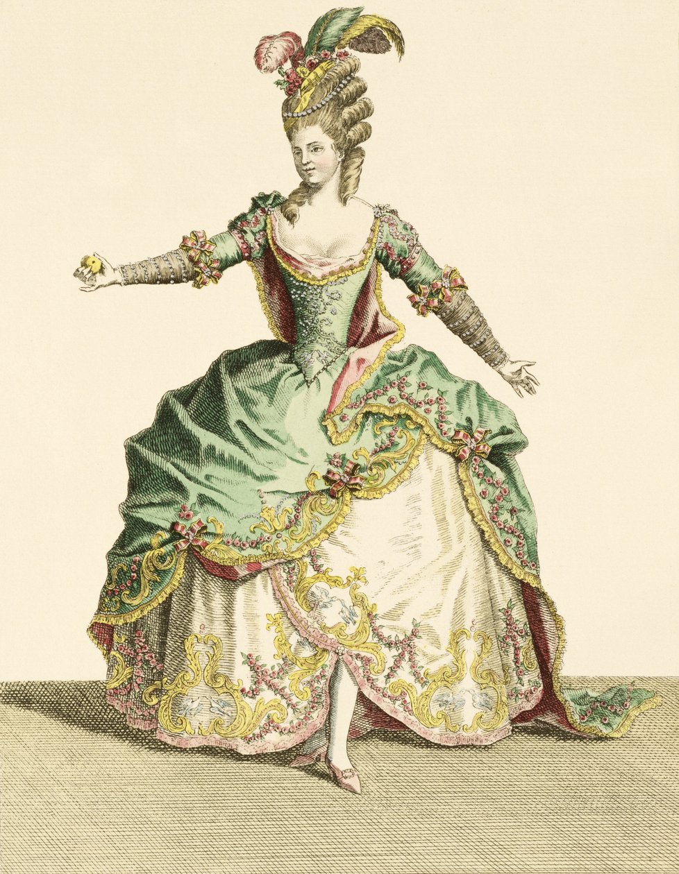 Kostyme for Venus i flere operaer, gravert av kunstneren, ca. 1780 av Jean Baptiste Martin