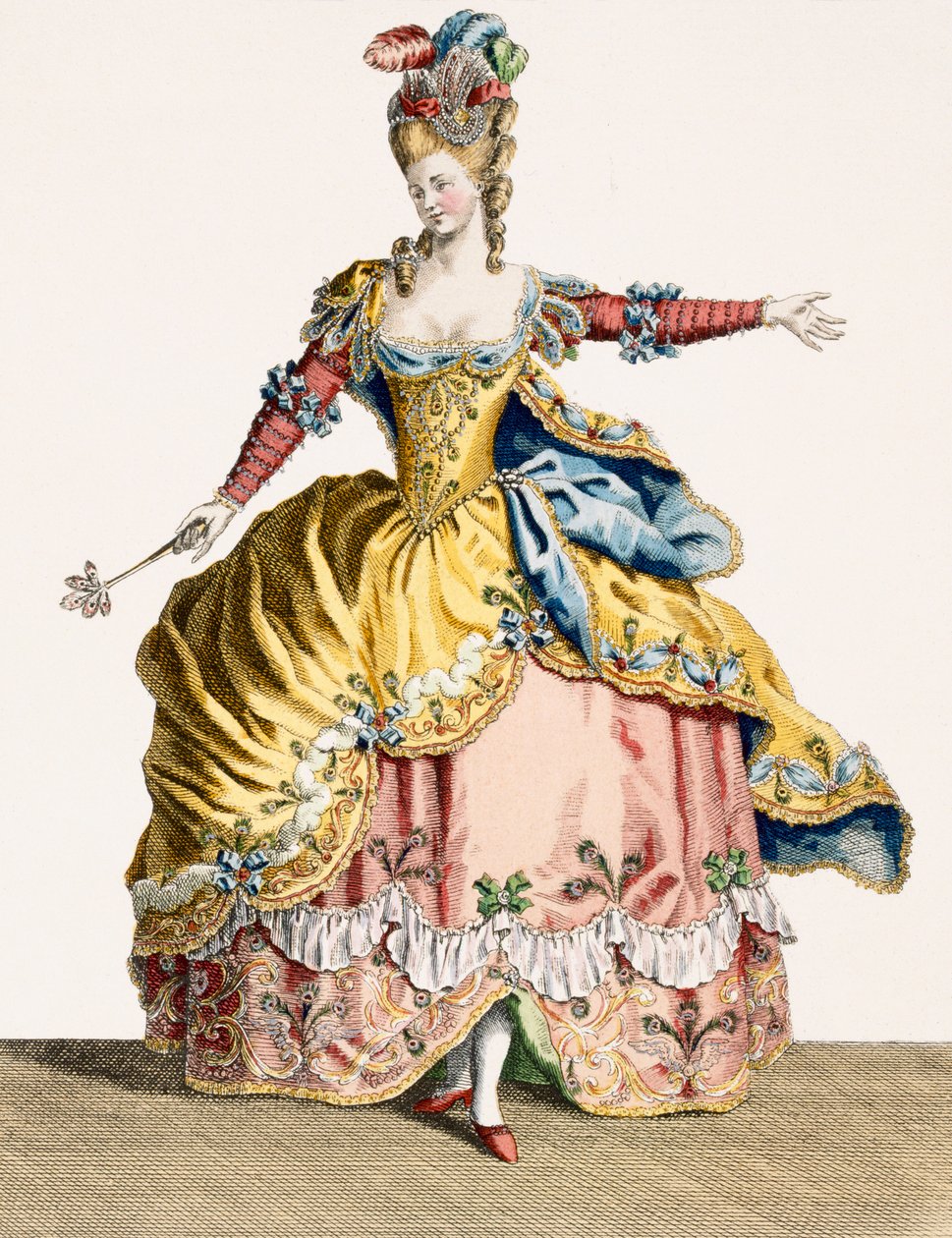 Kostyme for dronningen av sylfene i Ballet of the Elements, gravert av Rene Gaillard (ca. 1719-90) ca. 1780 av Jean Baptiste Martin
