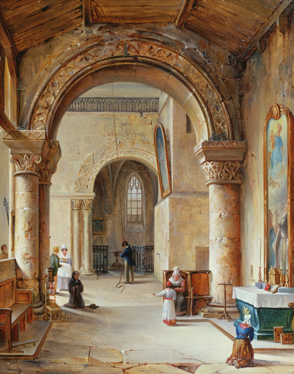 Interiør av en kirke i Normandie, 1832 av Jean Baptiste Messager