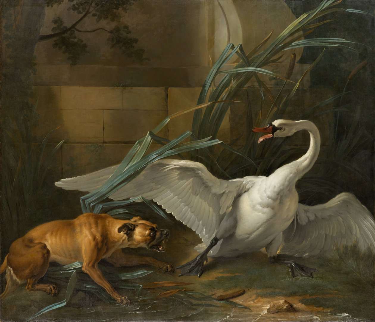 Svanen angrepet av en hund av Jean Baptiste Oudry