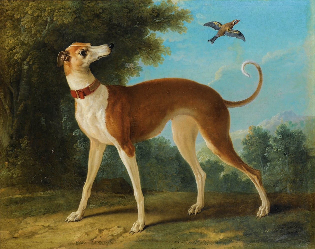 Greyhound i et landskap av Jean Baptiste Oudry