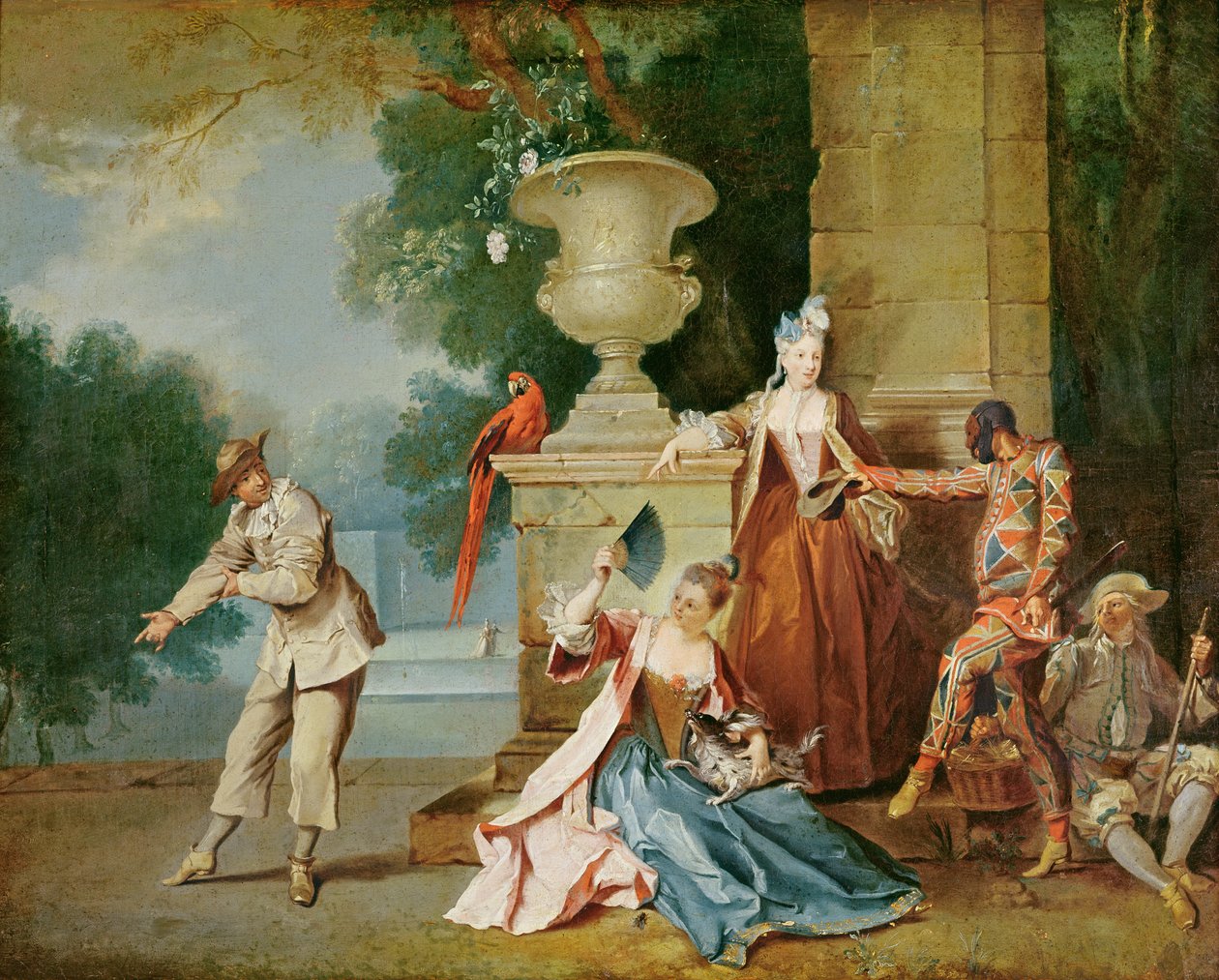 Italienske komikere i en park, ca. 1725 av Jean Baptiste Oudry