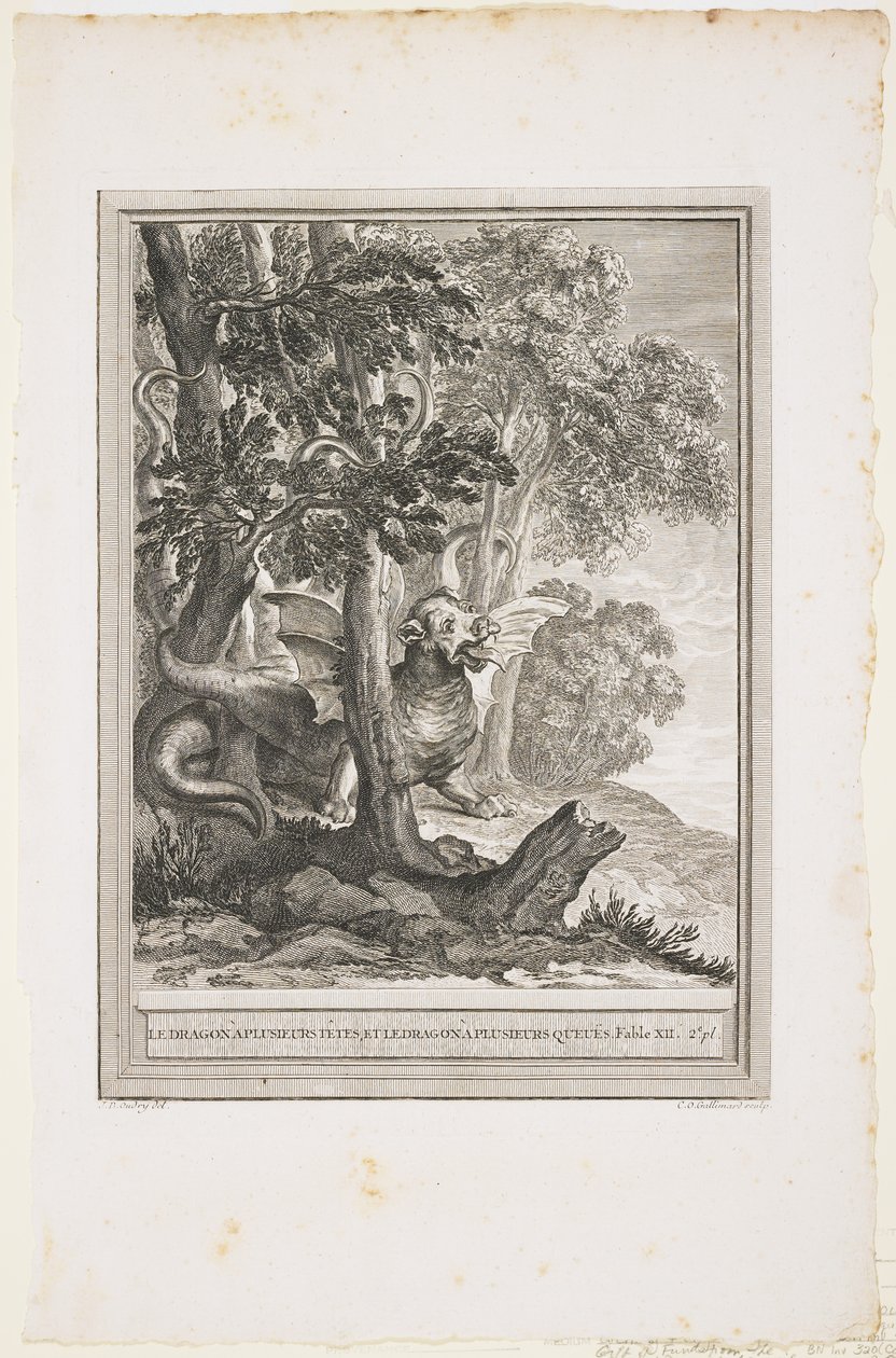 The Dragon of Many Tails, Fable XII, ca. 1753-1755 av Jean Baptiste Oudry