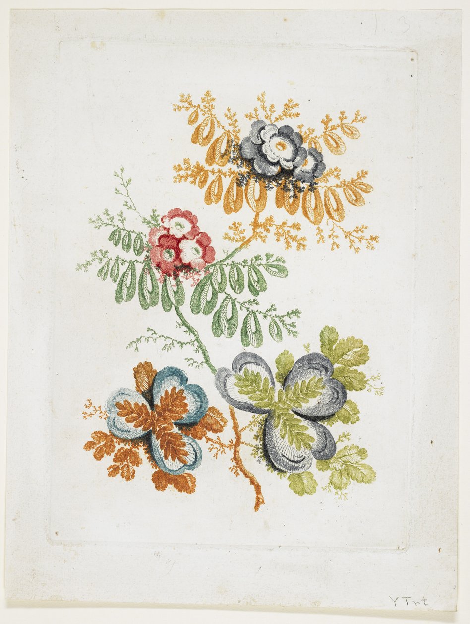 Bouquet de Fantaisie, fra Nouvelle Suitte De Cahiers De Fleurs Ideales, sent på 1700-tallet av Jean Baptiste Pillement