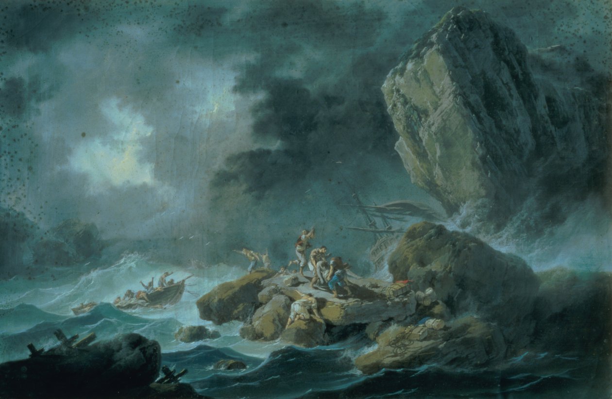 Havlandskap i en storm av Jean Baptiste Pillement