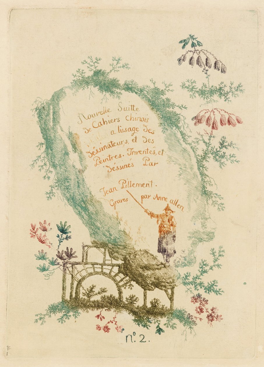 Tittelside, plate 1, fra Ny pakke med kinesiske notatbøker for bruk av designere og malere ... av Jean Baptiste Pillement
