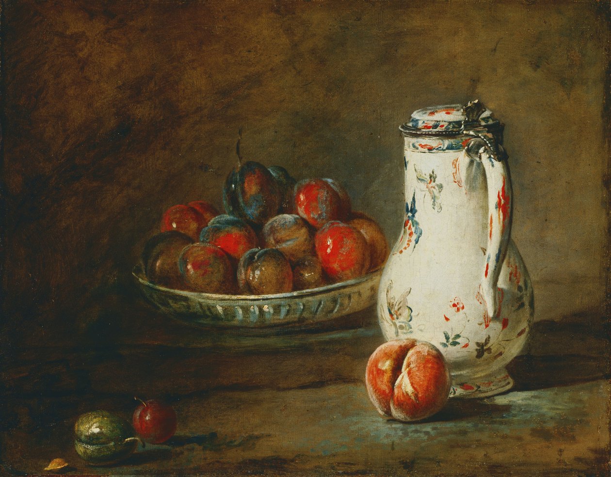 En skål med plommer av Jean Baptiste Simeon Chardin