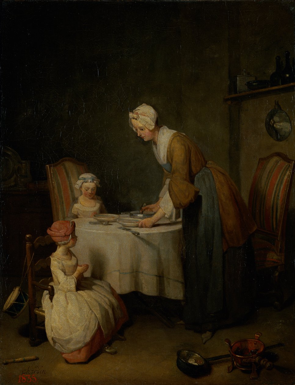Grace Before the Meal, 1744 (se også 21375 og 68348) av Jean Baptiste Simeon Chardin