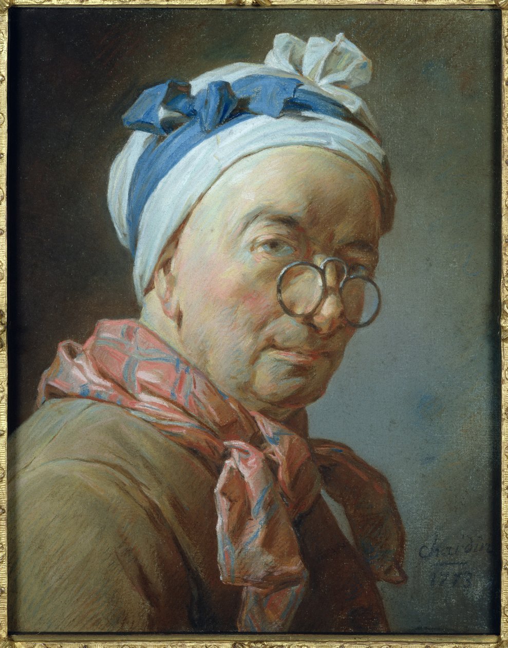 Selvportrett med briller, 1773 (pastell på papir) av Jean Baptiste Simeon Chardin