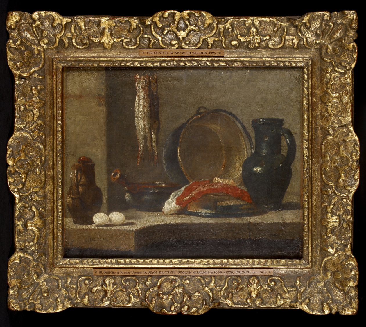 Stilleben av kjøkkenutstyr, ca. 1733-34 av Jean Baptiste Simeon Chardin