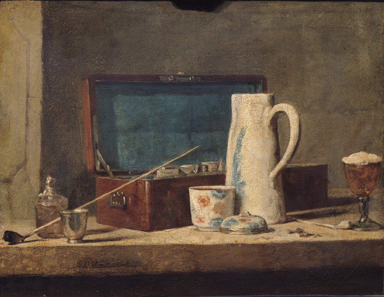 Stilleben av rør og et drikkeglass av Jean Baptiste Simeon Chardin