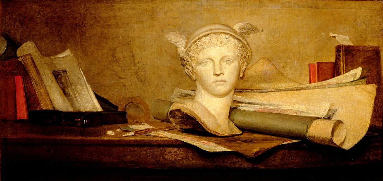 Stilleben med kunstens attributter, 1765-66 av Jean Baptiste Simeon Chardin