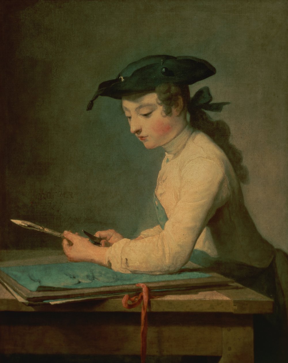 Den unge tegneren, 1737 av Jean Baptiste Simeon Chardin