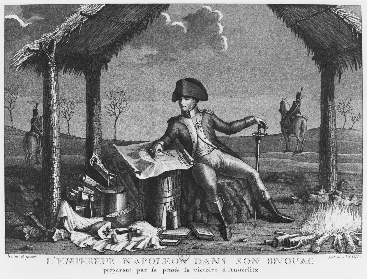 Bivuakk av keiser Napoleon I planlegger seieren til Austerlitz, 1805 av Jean Baptiste Verzy