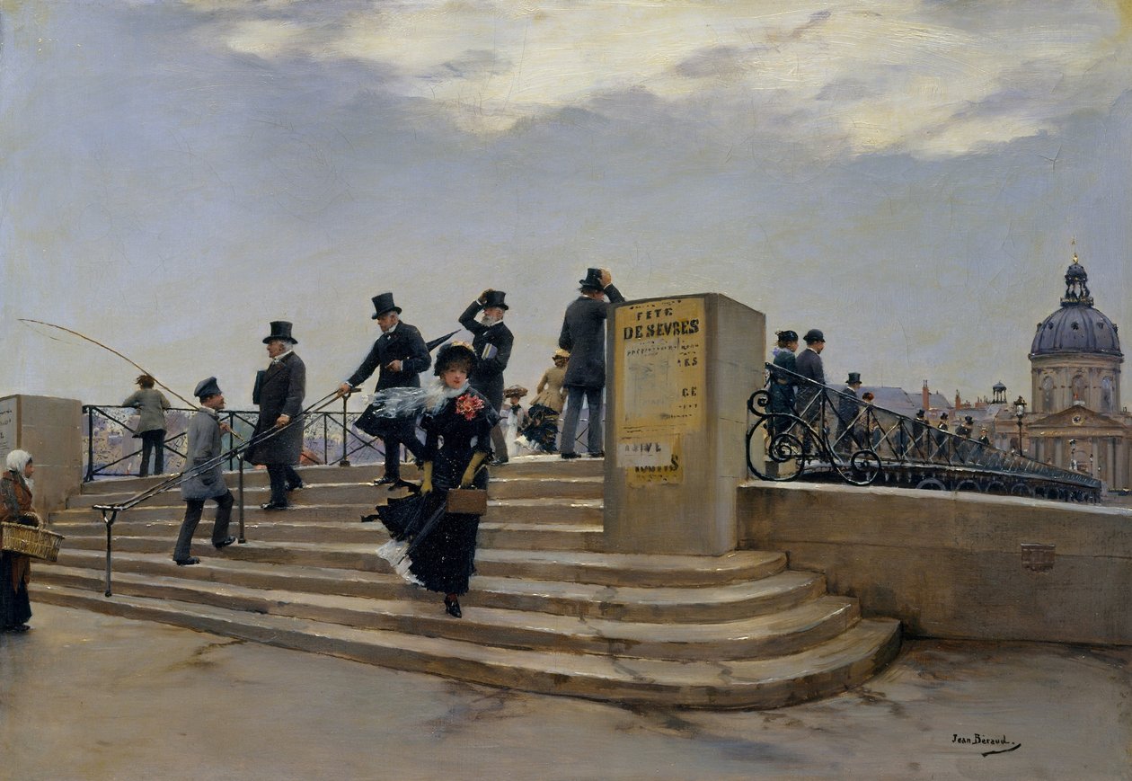 En vindfull dag på Pont des Arts av Jean Beraud