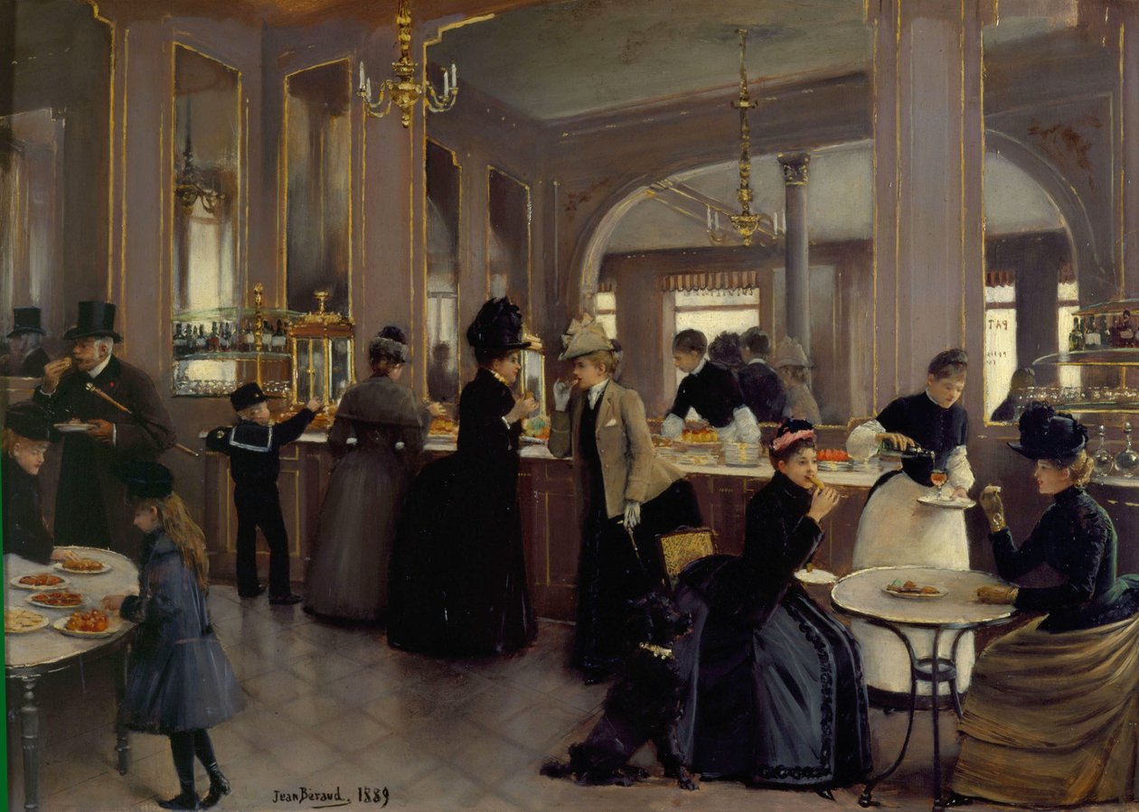 La Patisserie Gloppe au Champs-Elyseesn av Jean Beraud