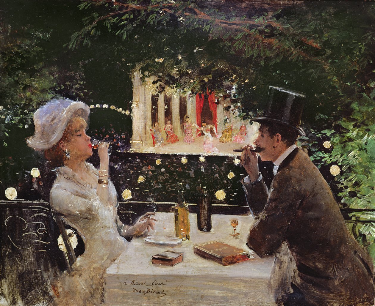 Middag på Les Ambassadeurs, ca. 1882 av Jean Beraud
