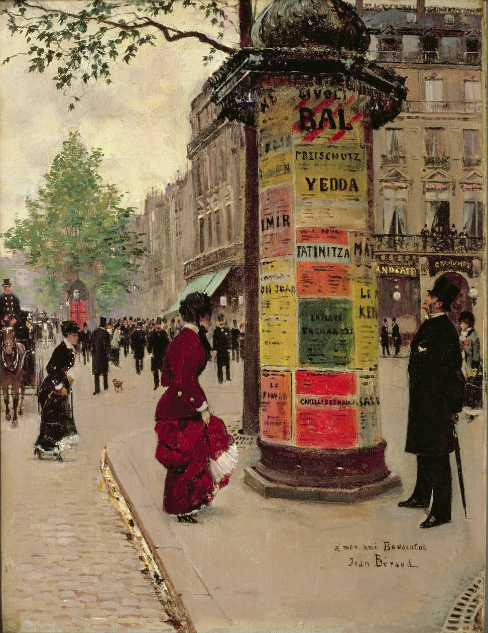 Paris Kiosk, tidlig på 1880-tallet (olje på stoff) av Jean Beraud