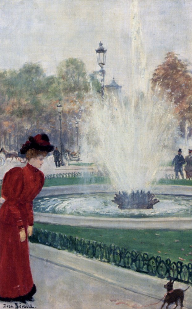 Parisienne på Rond-Point Des Champs-Elysees av Jean Beraud