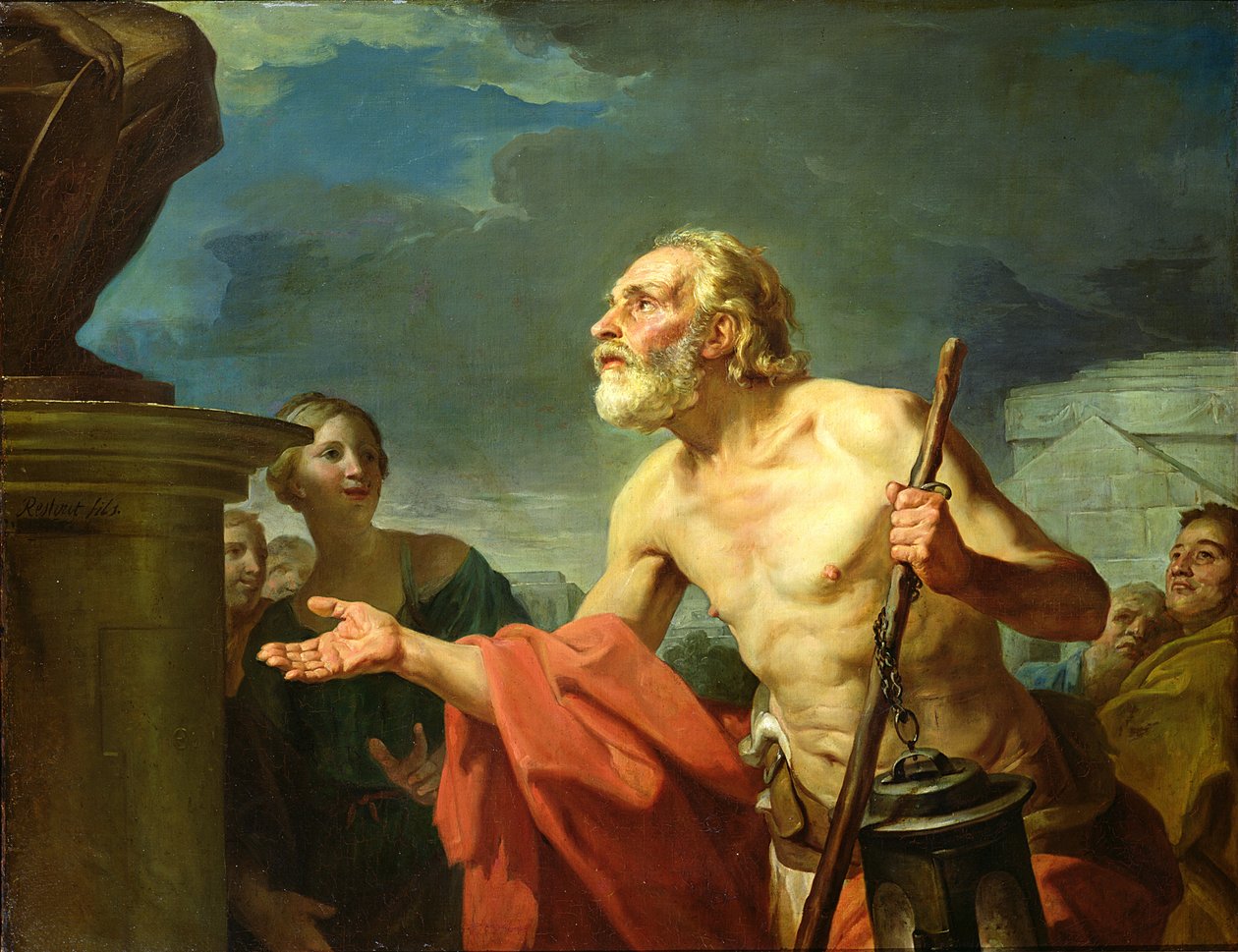 Diogenes ber om almisser, 1767 av Jean Bernard Restout