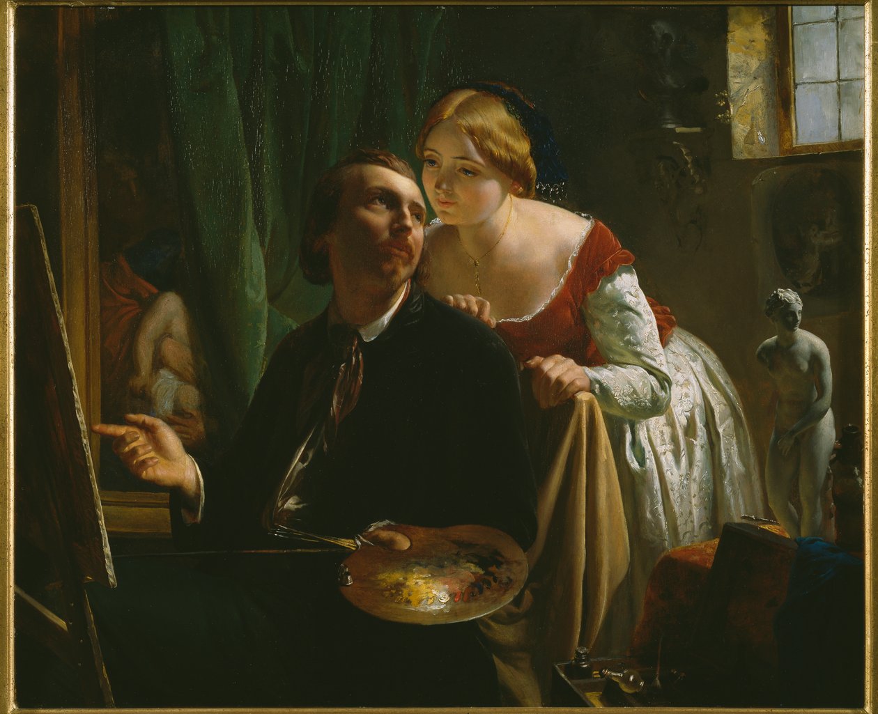 Maleren og hans modell, 1874 av Jean Bertou