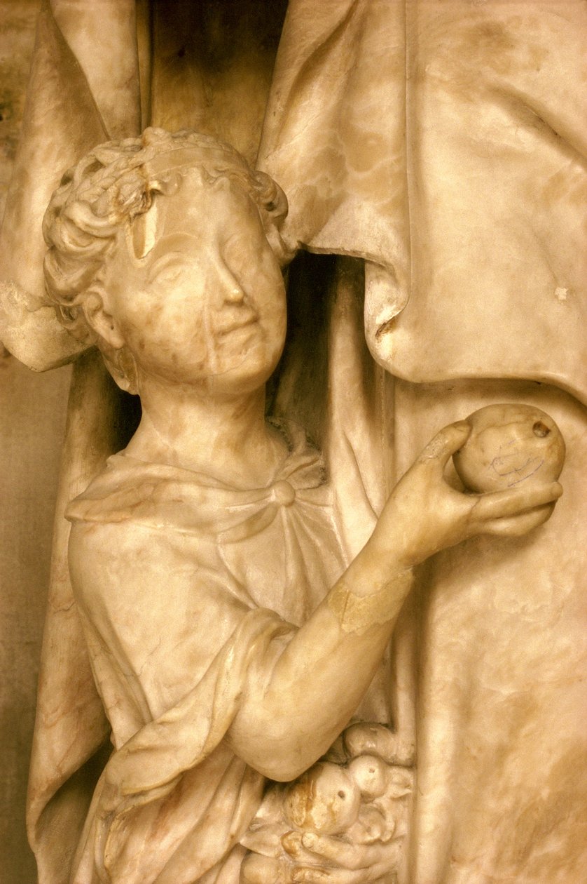 St. Anne og hennes datter Jomfru Maria, detalj av Maria-marmor se også 248121 og 248122 av Jean Bullant