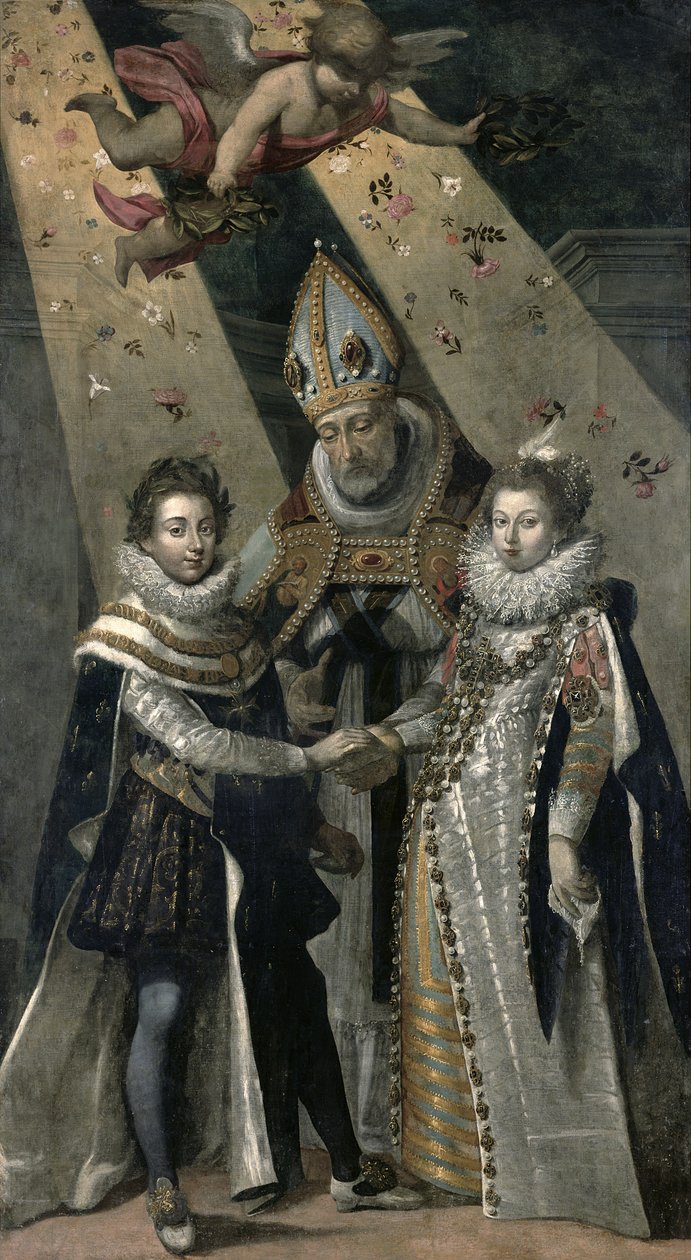 Ekteskapet til Ludvig XIII (1601-63) konge av Frankrike og Navarra og Anne av Østerrike (1601-66) Infanta av Spania, i 1615 av Jean Chalette