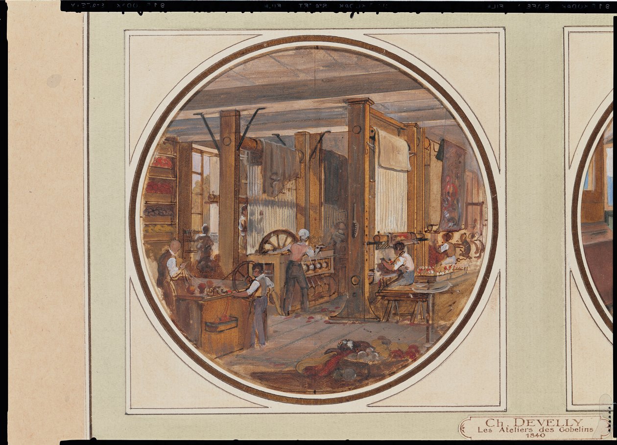 The Gobelins Workshop, 1840 (se også 27889) av Jean Charles Develly